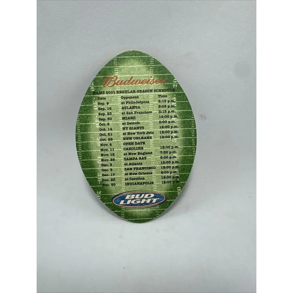 Budweiser‎ St. Louis Rams Football Schedule Coasters 2000 2001 NFL